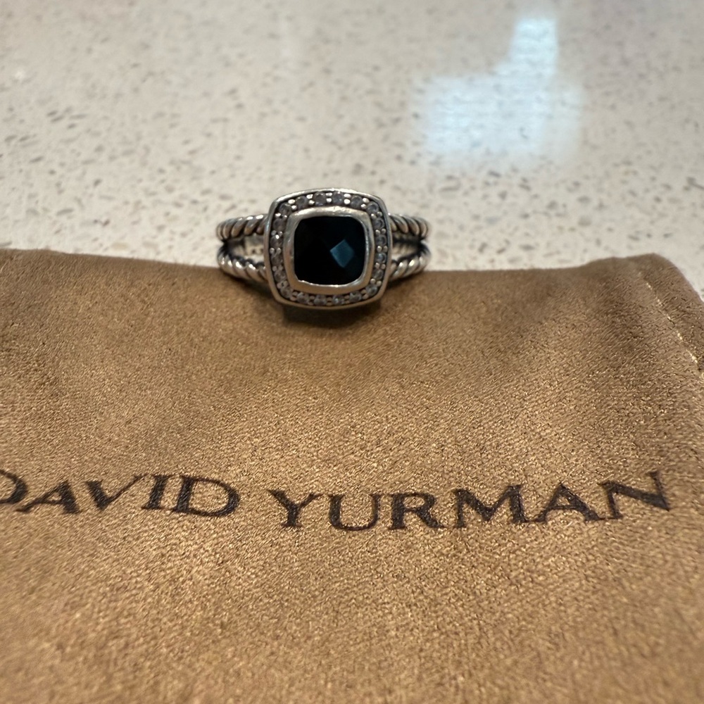 David Yurman Petite Albion Onyx Ring in Size 8.5